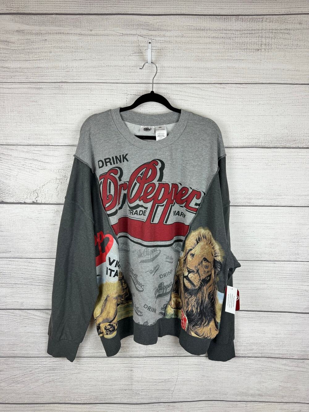 Dr. Pepper Men's Gray Graphic Crewneck Sweatshirt Size 2XL